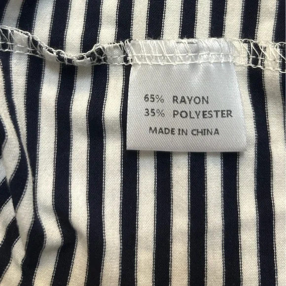 MEROKEETY Striped Navy Blue and White Dress Short sleeve with front tie Nautical - Picture 5 of 13